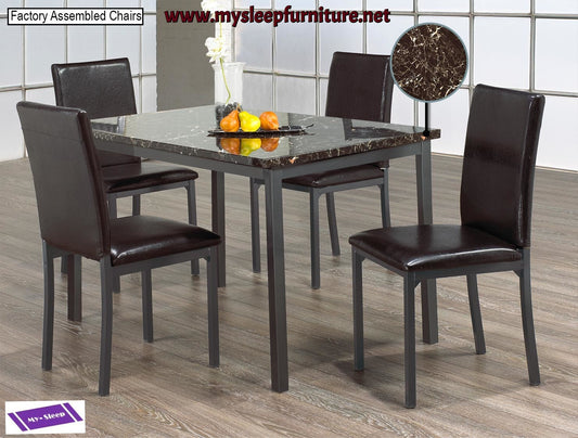 (1036- 5)- MARBLE LOOK- DINING TABLE- WITH 4 CHAIRS