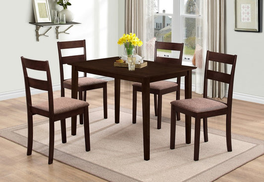 (1047- 1033 espresso- 5) - WOOD- DINING TABLE - WITH 4 CHAIRS
