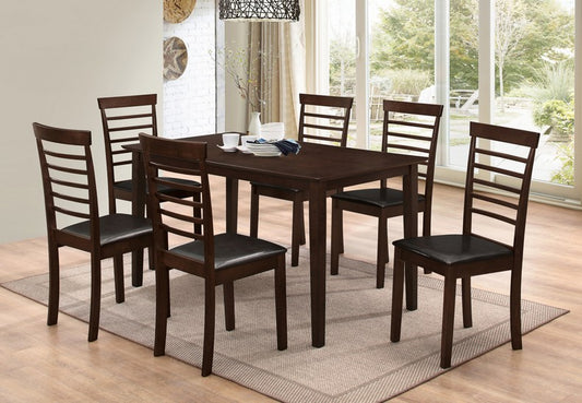 (1048- 1011 espresso- 7)- WOOD- DINING TABLE - WITH 6 CHAIRS