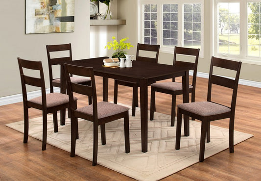 (1048- 1033 espresso- 7)- WOOD- DINING TABLE - WITH 6 CHAIRS