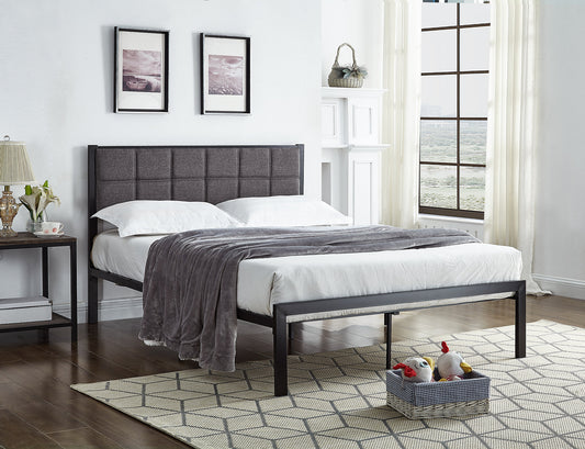 DOUBLE (FULL) SIZE- (105 GREY)- METAL- BED FRAME- WITH SLATTED PLATFORM