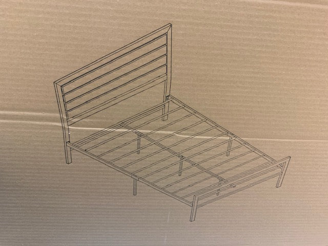 DOUBLE (FULL) SIZE- (112 SILVER)- METAL- BED FRAME- WITH SLATTED PLATFORM