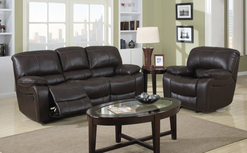 (1150 CHOCOLATE- 6) - AIR LEATHER - RECLINER SOFA SET