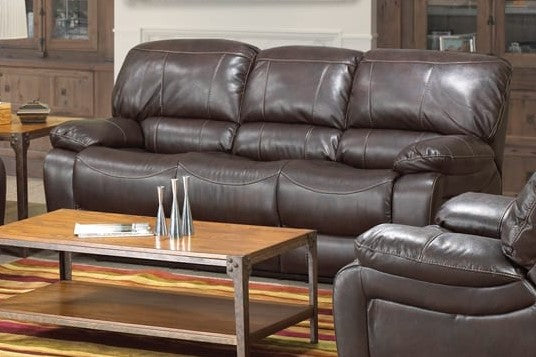 (1155 CHOCOLATE- 1)- LEATHER - POWER RECLINER SOFA