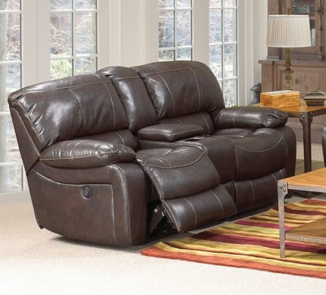 (1155 CHOCOLATE- 2) - LEATHER - POWER RECLINER LOVE SEAT