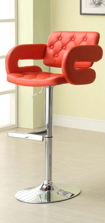 1178- RED COLOR- ADJUSTABLE- SWIVEL- BAR STOOL