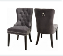 (1220 GREY- 2 PACK)- VELVET FABRIC- DINING CHAIRS