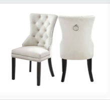 (1223 IVORY- 2 PACK)- VELVET FABRIC DINING CHAIRS