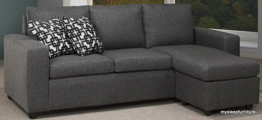 (1230 GREY)- FABRIC- REVERSIBLE- SECTIONAL SOFA- WITH 2 PILLOWS