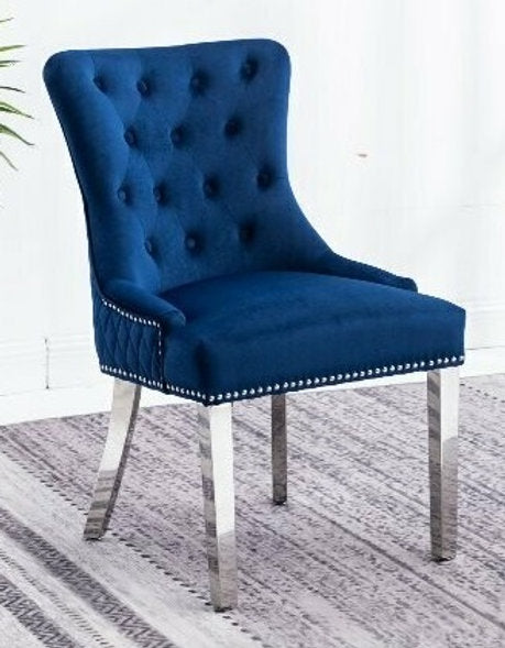 (1252 BLUE- 2 pack)- VELVET FABRIC DINING CHAIRS