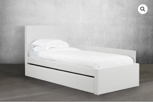 DOUBLE (FULL) SIZE- (125R WHITE)- LEATHER- CANADIAN MADE- BED FRAME- WITH TRUNDLE