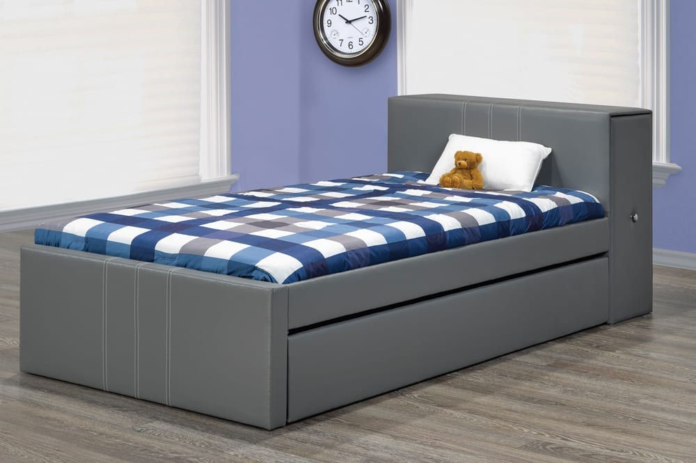 DOUBLE (FULL) SIZE- (128R GREY)- LEATHER- CANADIAN MADE- BED FRAME