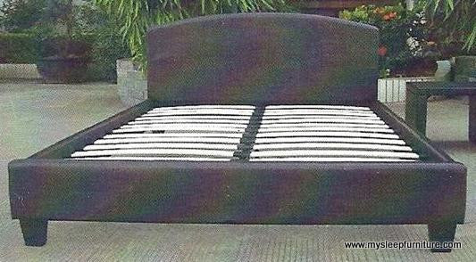 QUEEN SIZE- (133 BLACK)- LEATHER- BED FRAME- WITH SLATS