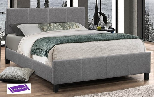 TWIN (SINGLE) SIZE- (137 LIGHT GREY)- FABRIC- BED FRAME- WITH SLATS