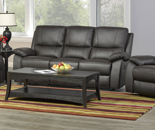 (1415 CHARCOAL- 1) - LEATHER - RECLINER SOFA