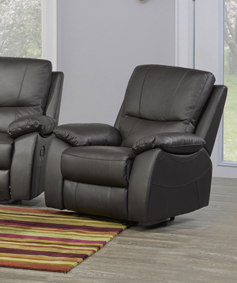 (1415 CHARCOAL- 3) - LEATHER - RECLINER CHAIR