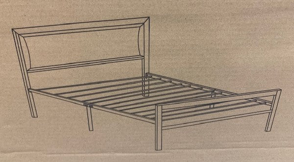 TWIN (SINGLE) SIZE- (142 OFF- WHITE)- METAL- BED FRAME- WITH SLATTED PLATFORM
