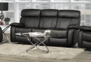 (1420 BLACK- 1) - LEATHER - RECLINER SOFA- OUT OF STOCK UNTIL JULY 15, 2023