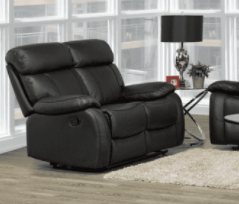 (1420 BLACK- 2) - LEATHER - RECLINER LOVE SEAT
