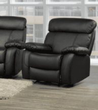 (1420 BLACK- 3) - LEATHER - RECLINER CHAIR
