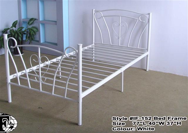 TWIN (SINGLE) SIZE- (152 DISCO WHITE)- METAL BED FRAME- WITH SLATTED PLATFORM- INVENTORY CLEARANCE