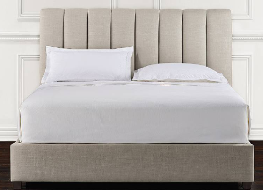 KING SIZE- (153R BEIGE)- LINEN FABRIC- CANADIAN MADE- BED FRAME- WITH SLATS- (DELIVERY AFTER 2 MONTHS)