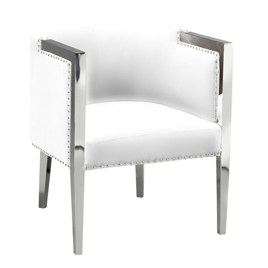 (ELVIS WHITE) - LEATHER ACCENT CHAIR
