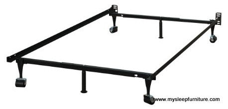 TWIN- DOUBLE- QUEEN- (T51 WITH WHEELS)- METAL BED FRAME (BOX SPRING REQUIRED)