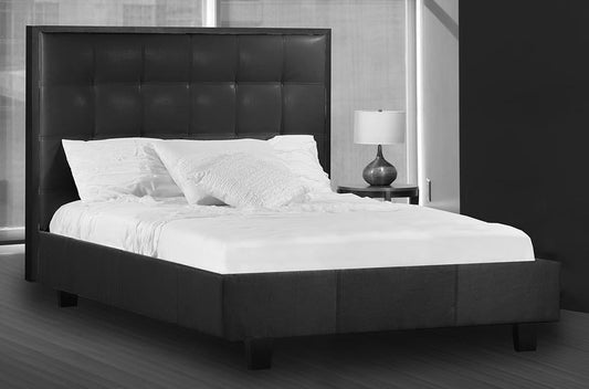 QUEEN SIZE- (163R BLACK)- BONDED LEATHER- CANADIAN MADE- BED FRAME- WITH SLATS