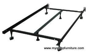 TWIN- DOUBLE- QUEEN- (T52 WITH WHEELS)- WITH MIDDLE SUPPORT- METAL BED FRAME (BOX SPRING REQUIRED)