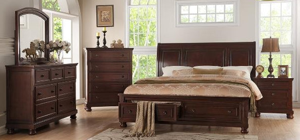QUEEN SIZE- (1718NC CHERRY- 8 PC.)- BEDROOM SET- WITH DRAWERS