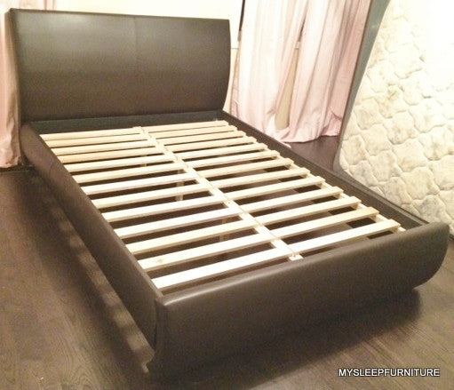KING SIZE- (183R)- LEATHER- CANADIAN MADE- BED FRAME- WITH SLATS- MANY COLORS