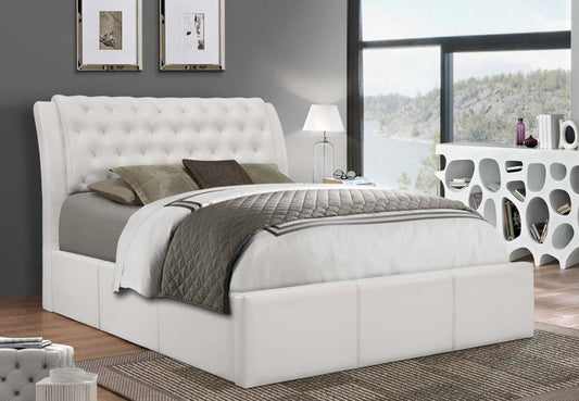 QUEEN SIZE- (IF- 187 WHITE)- LEATHER- BED FRAME- WITH SLATS