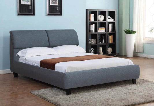 QUEEN SIZE- (IF- 193 GREY)- FABRIC- BED FRAME- WITH STORAGE HEADBOARD AND SLATS