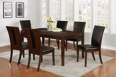 1940 ESPRESSO SOLID WOOD 7 PC. DINING SET WITH 6 CHAIRS