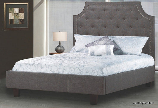 DOUBLE (FULL) SIZE- (198R CHARCOAL)- FABRIC- CANADIAN MADE- BED FRAME- WITH SLATS- (DELIVERY AFTER 2 MONTHS)