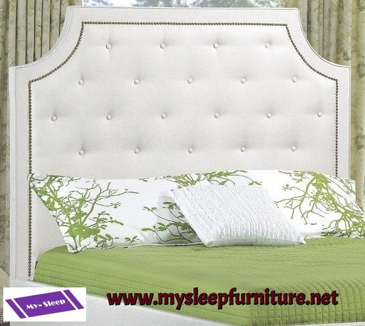 DOUBLE (FULL) SIZE- (198R OFF- WHITE)- FABRIC- CANADIAN MADE- HEADBOARD- (DELIVERY AFTER 2 MONTHS)