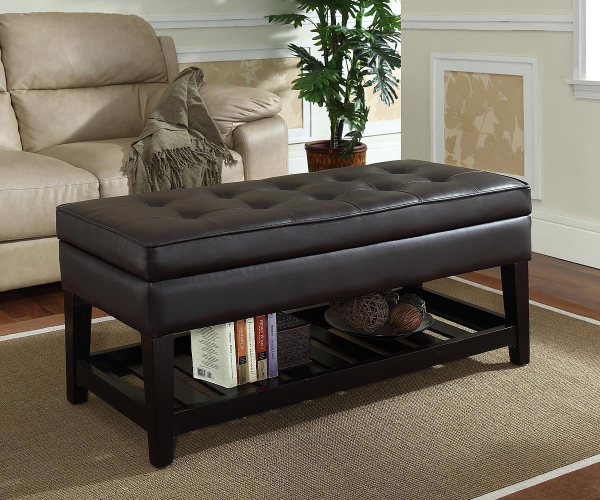 (2001 BLACK)- LEATHER- BENCH- WITH SHELF