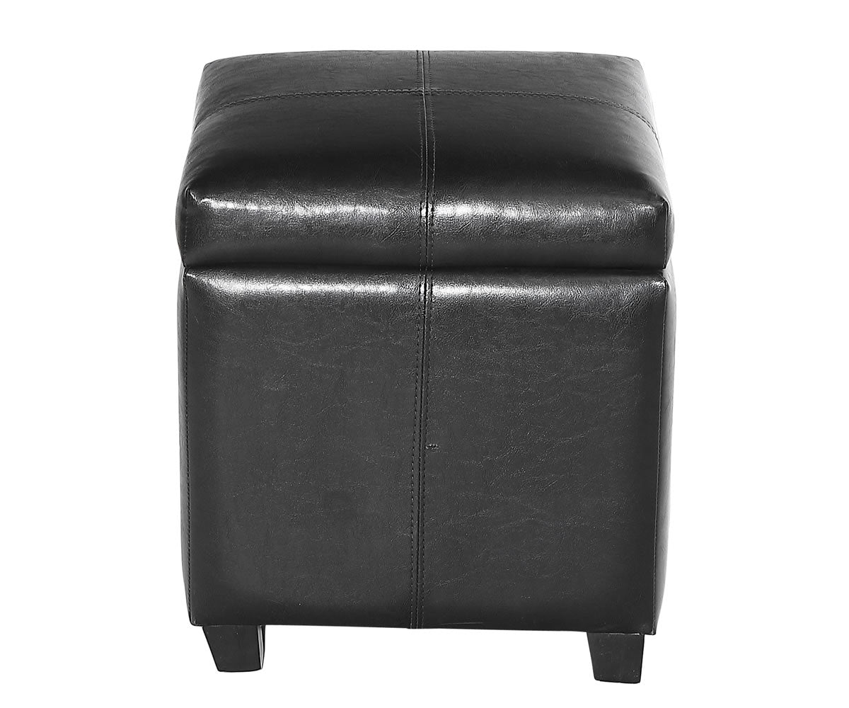 (2012 BLACK )- LEATHER- SQUARE STORAGE OTTOMAN