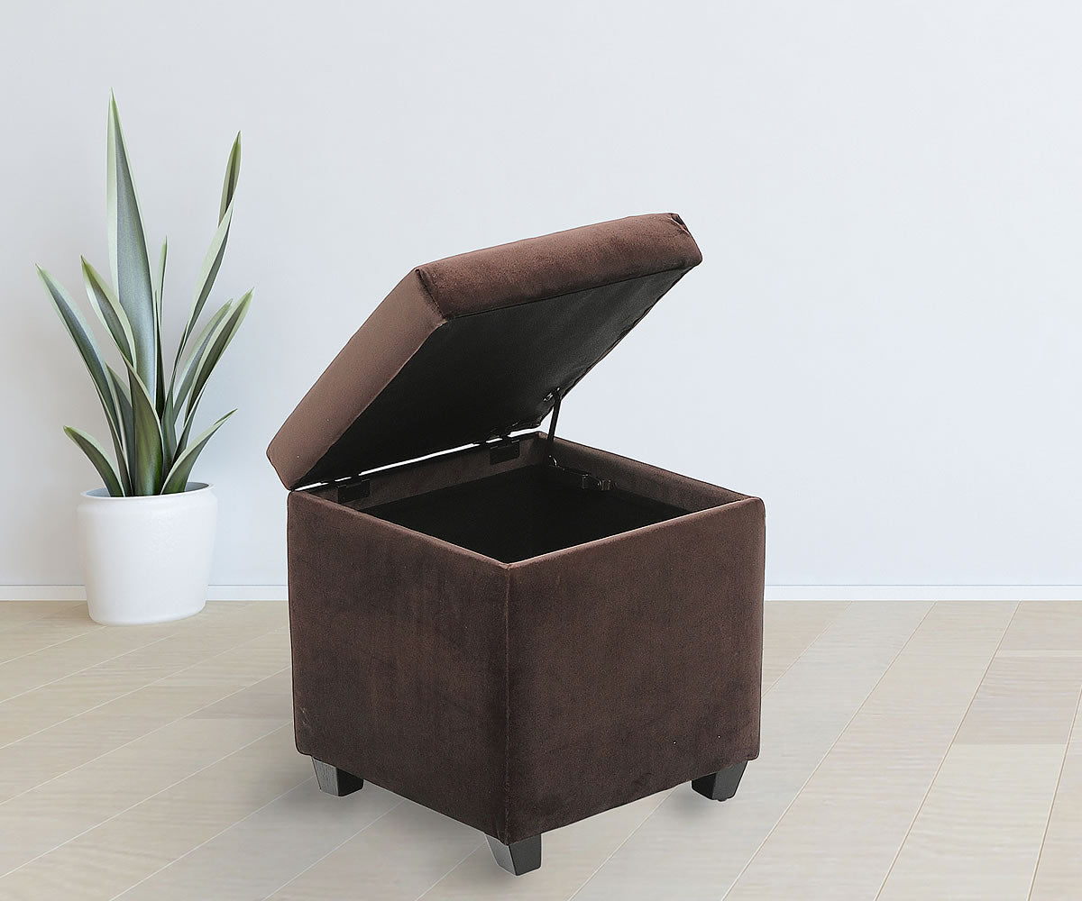 (2012 BROWN)- LEATHER- SQUARE OTTOMAN- WITH STORAGE