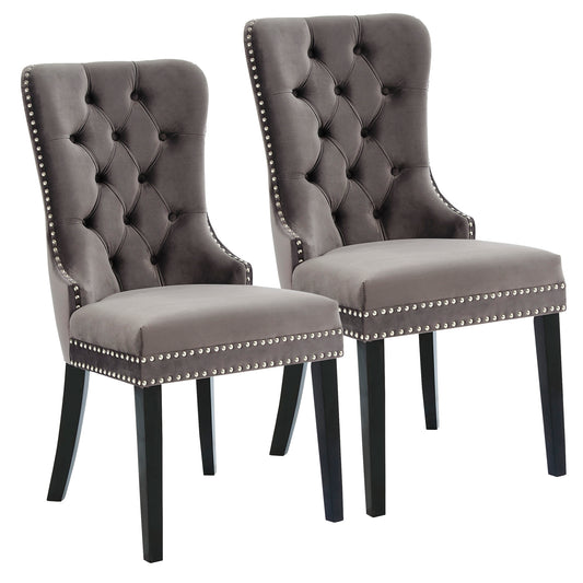 (RIZZO GREY- 2 PACK)- VELVET FABRIC- DINING CHAIRS