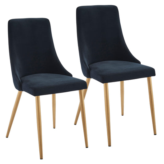 (CARMILLA BLACK AND GOLD- 2 PACK)- VELVET FABRIC DINING CHAIRS- SUPPLIER CLEARANCE
