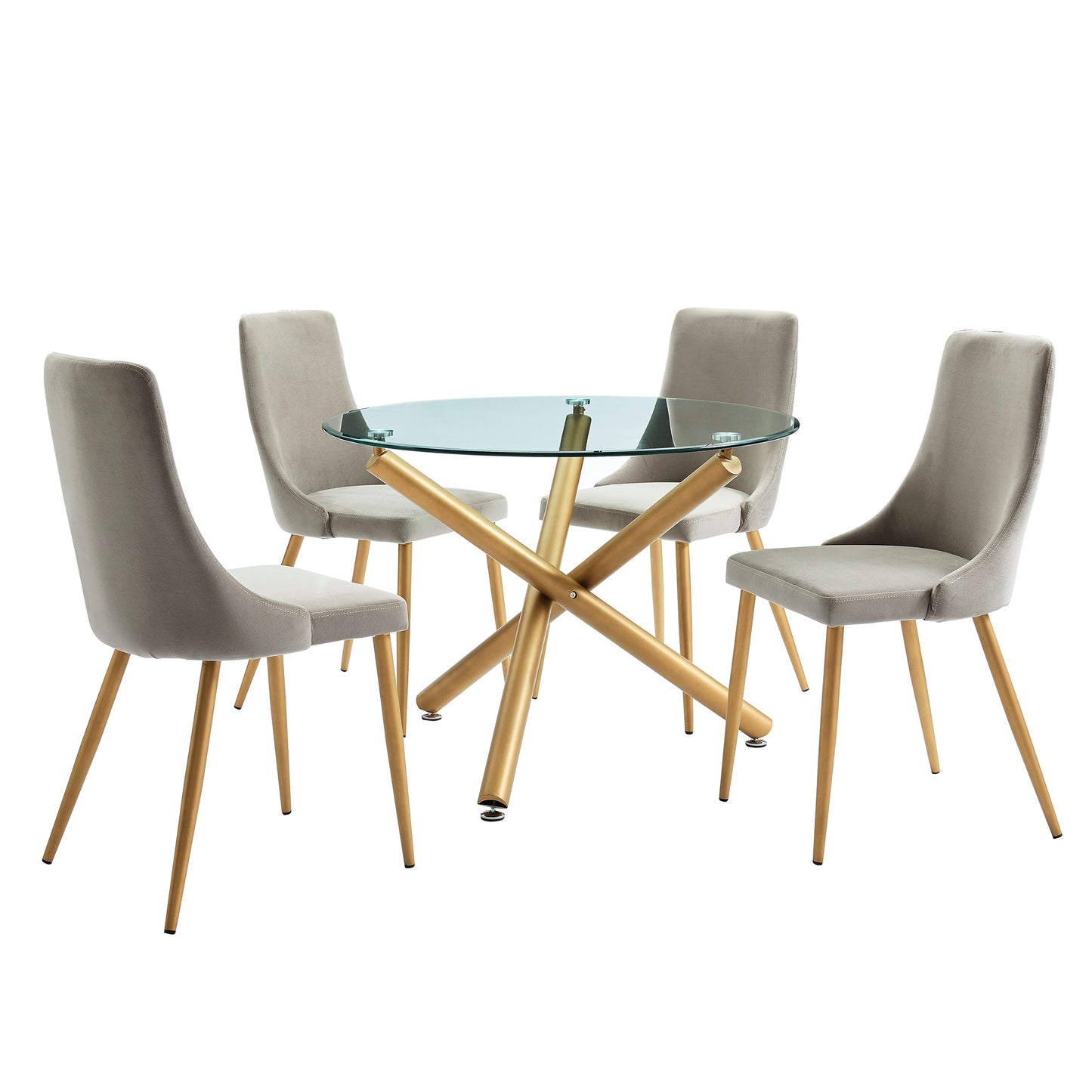 (CARMILLA GREY- 5)- ROUND- DINING TABLE- WITH 4 CHAIRS- SUPPLIER CLEARANCE