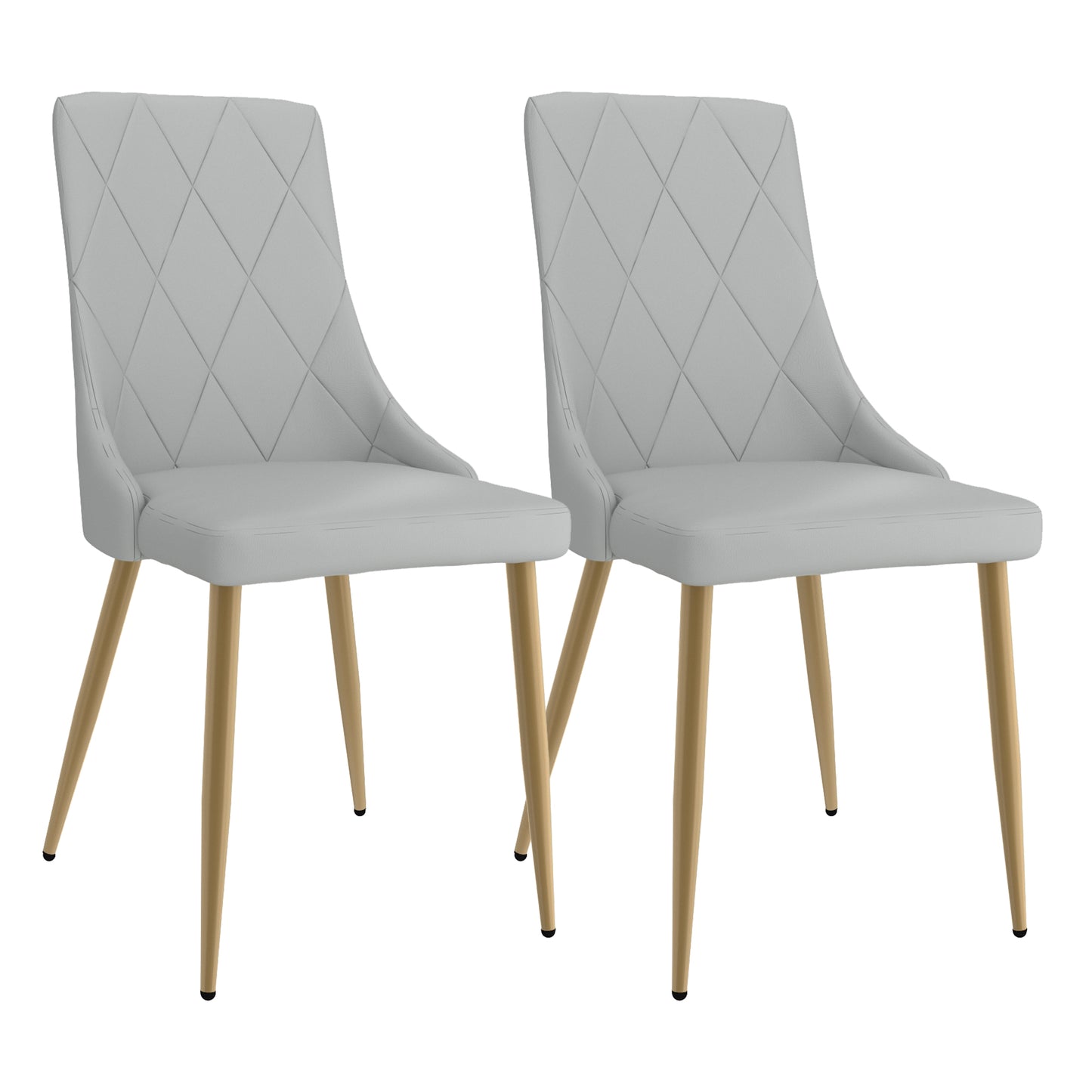 (ANTOINE LIGHT GREY AND GOLD- 2 PACK)- LEATHER DINING CHAIRS