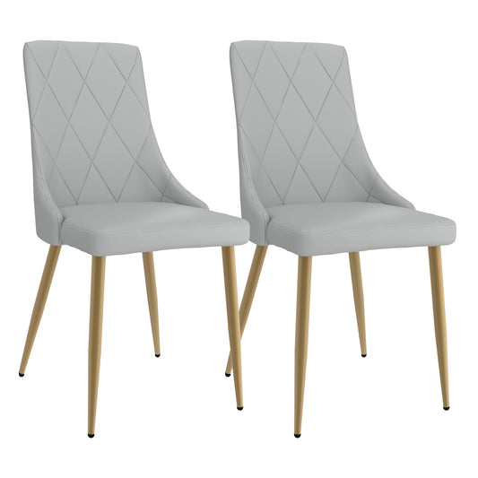 (ANTOINE LIGHT GREY AND GOLD- 2 PACK)- LEATHER DINING CHAIRS