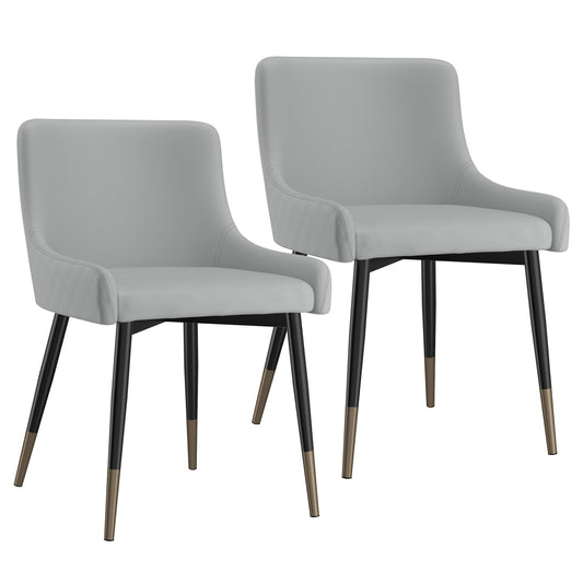 (XANDER LIGHT GREY- 2 PACK)- LEATHER DINING CHAIRS