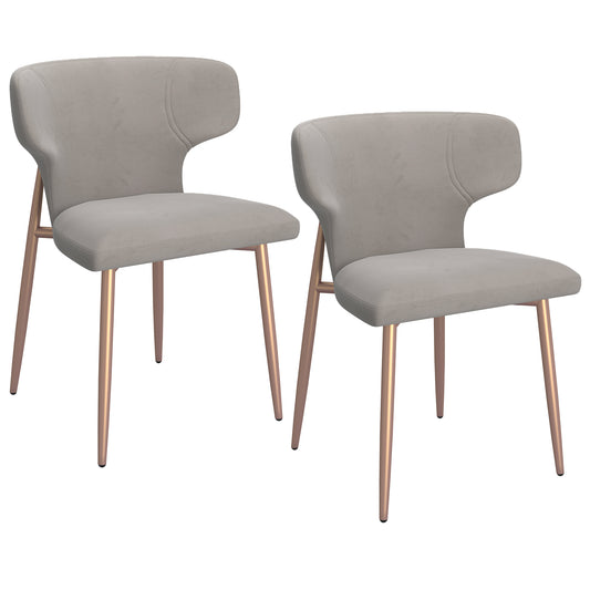 (AKIRA GREY AND GOLD- 2 PACK)- VELVET FABRIC DINING CHAIRS