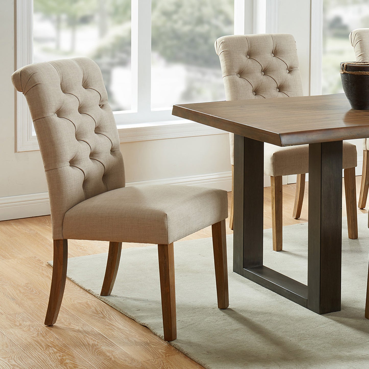(MELIA BEIGE- 2 pack)- FABRIC- DINING CHAIR