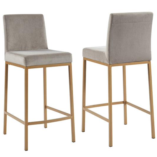 (DIEGO GREY- 2 PACK)- VELVET FABRIC COUNTER STOOLS- SUPPLIER CLEARANCE
