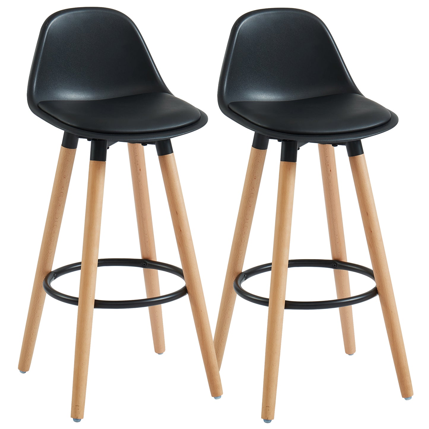 (DIABLO BLACK - 2 PACK) - LEATHER COUNTER STOOLS